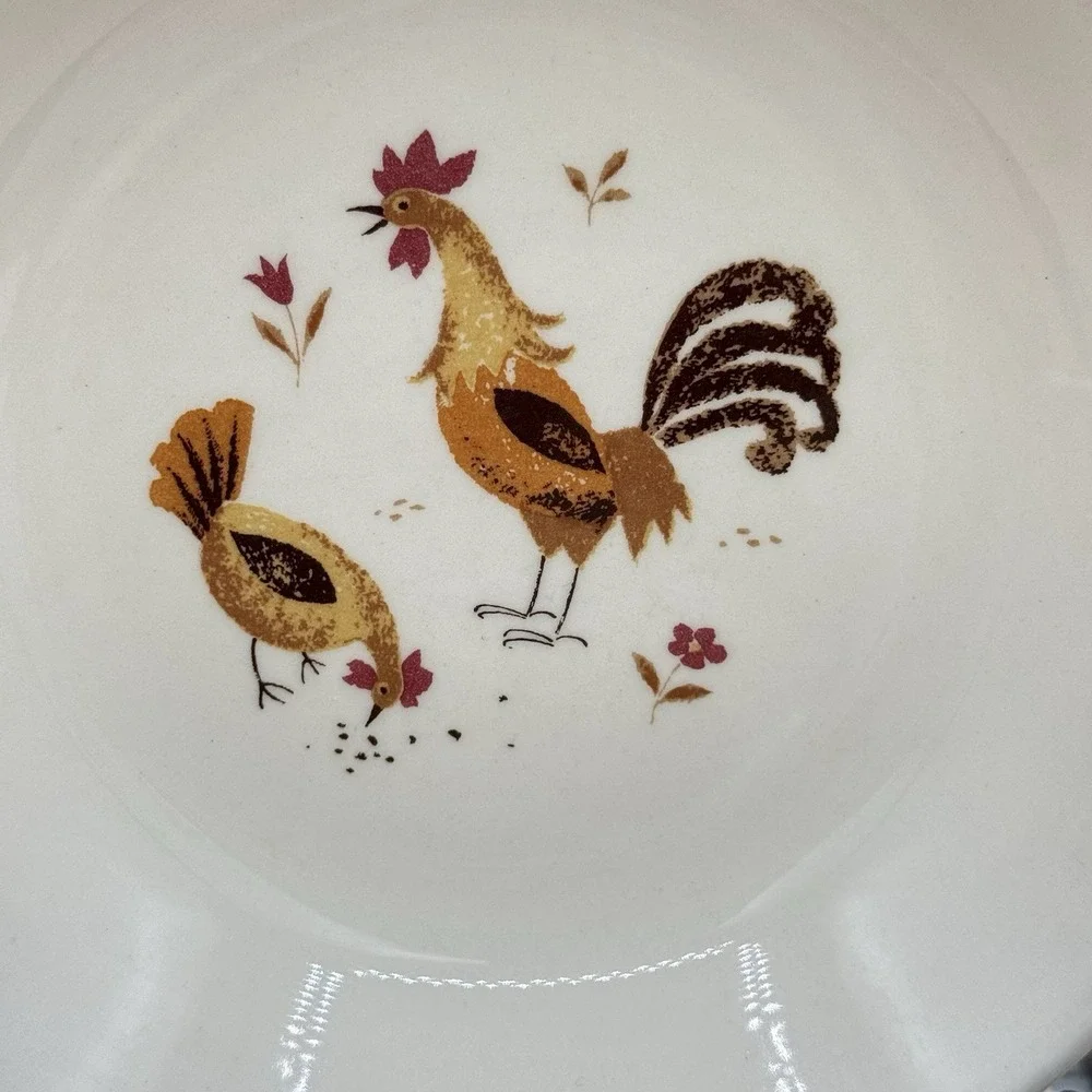 Taylor Smith Break O Day Rooster Cereal Bowls Set of 4 Farmhouse MCM Vintage